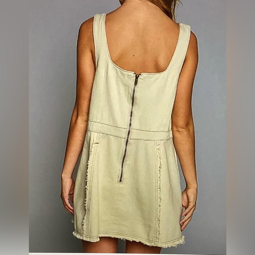 POL Cream Button-Front Denim Tank Dress - Picture 2 of 2